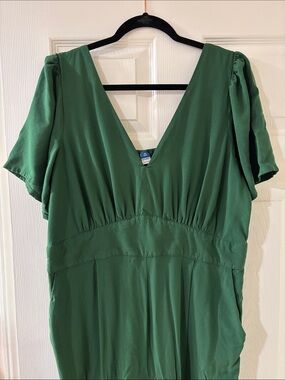 Green V-Neck Women's full length Romper